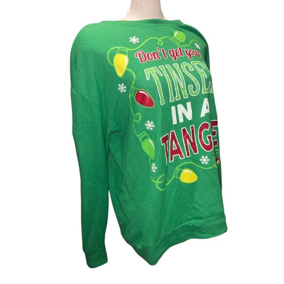Dont Get Your Tinsel In A Tangle Green Christmas Sweatshirt Sz 20 Wide (2XL) Wom - Picture 9 of 9
